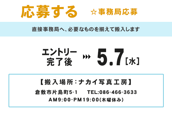 岡山の写真展OKAYAMA PHOTO AWARD2025は倉敷市立美術館で開催されます。小学生から高校生の部門があります。サイズ規定はA3です