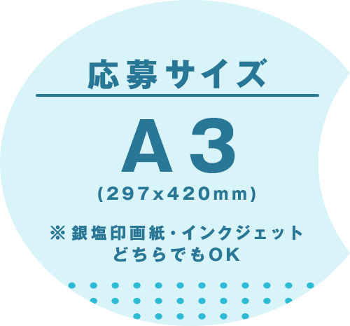 オカヤマフォトアワード2026のアオハル部門では、展示写真サイズをA3としています